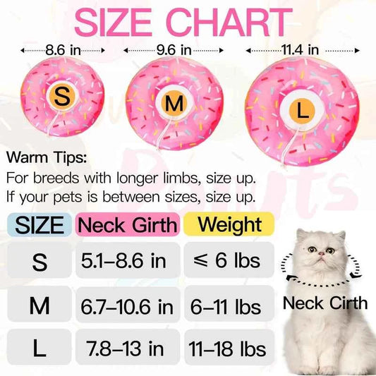 Cat Collar Soft Cute Donut Adjustable After Surgery Recovery Cone Lightweight Elizabethan Collar Prevents Licking Scratching