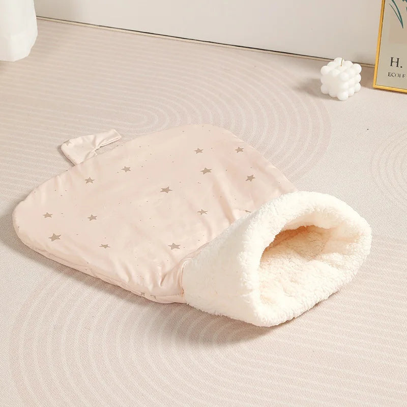 Cat Sleeping Bag Soft Cuddly Fluffy Feel Thickened Pet Pocket Type Quilt Bed Kitten Puppy Soft Comfortable Warm Nest Pet - Play Paws Toys