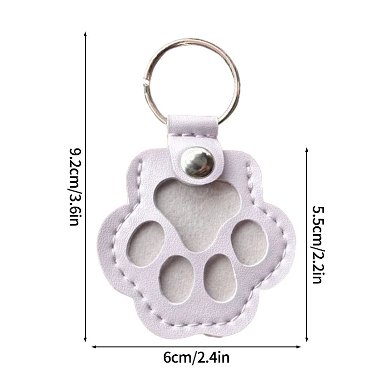 Memorial Leather Pet Hair Storage Bag Cat Paw Keychain Kitten Souvenir Fur Container Pendant Portable Handmade Key Accessories