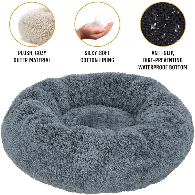 Super Soft Pet Cat Bed Plush Full Size Washable Calm Bed Donut Bed Comfortable Sleeping Artifact Suitable For Winter - Play Paws Toys