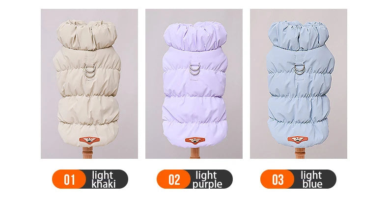 Luxury Winter Dog Coat Vest Warm Cotton Pet Jacket Coat Thickened Designer Dog Clothes with D-ring  Ropa Para Perro