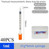 40/80PCS 0.3-1ML Disposable Plastic Veterinary Syringe Sterile Insulin Syringe with Orange Cap Needles for Pet Farm Animal Use