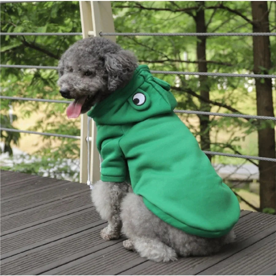 1PC  Cute Frog Design Dog/Cat Hoodie - Winter Warm Pet Hoodie with Velvet - Play Paws Toys