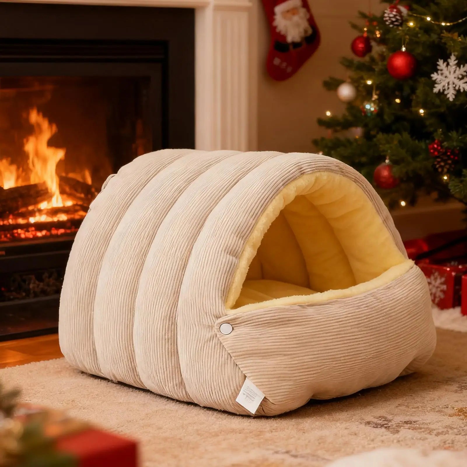winter Indoor thickened cat bed washable soft short plush fluffy cats sleeping bed enclosed warm pets bed for Puppy Kitten - Play Paws Toys