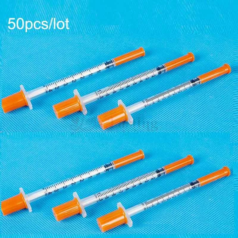 50Pcs/Pack 1ML Syringe with 30G 13mm (8Mm Long) Lab Supplies Farm Animal Cattle Sheep Horses Cat Dog Pet Syringes Liquid Tattoo