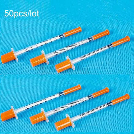 50Pcs/Pack 1ML Syringe with 30G 13mm (8Mm Long) Lab Supplies Farm Animal Cattle Sheep Horses Cat Dog Pet Syringes Liquid Tattoo