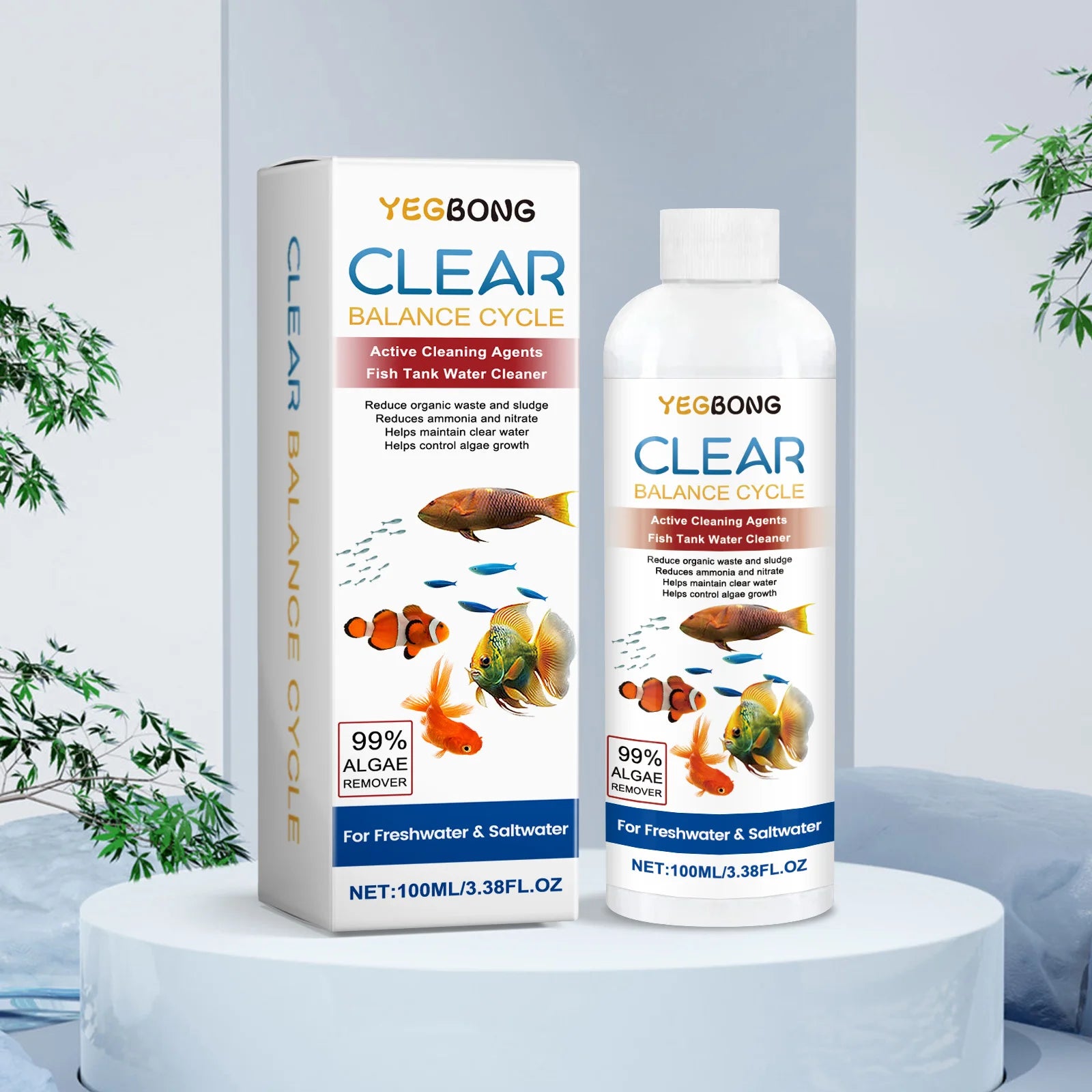 Fish Tank Water Clarifying Agent Quick Clean Stains and Sludge Control Algae Growth Water Purification Fish Tank Water Cleaner
