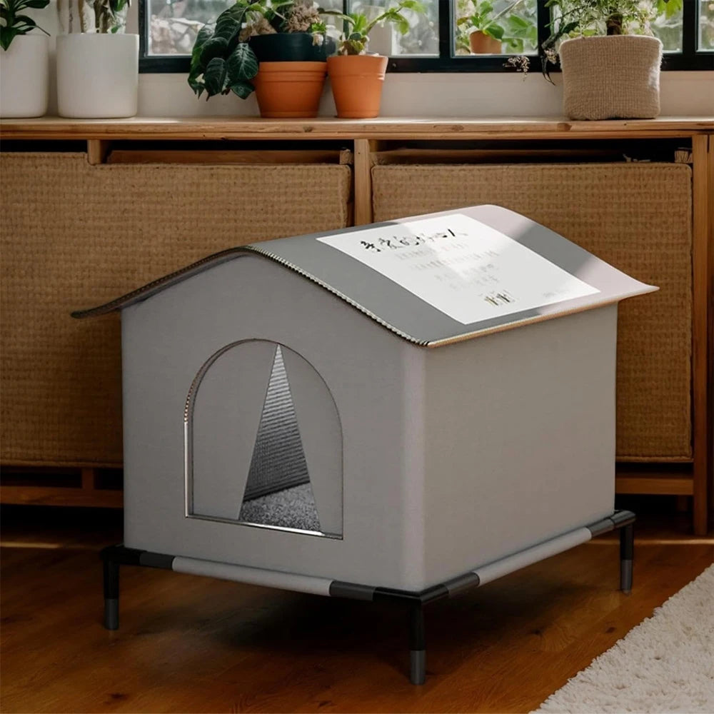 Stray Cat Houses with Mat Waterproof Winter Warm Shelter Foldable Pet Cave Nest Sleeping Beds for Outdoor Cats Small Dog Puppies - Play Paws Toys