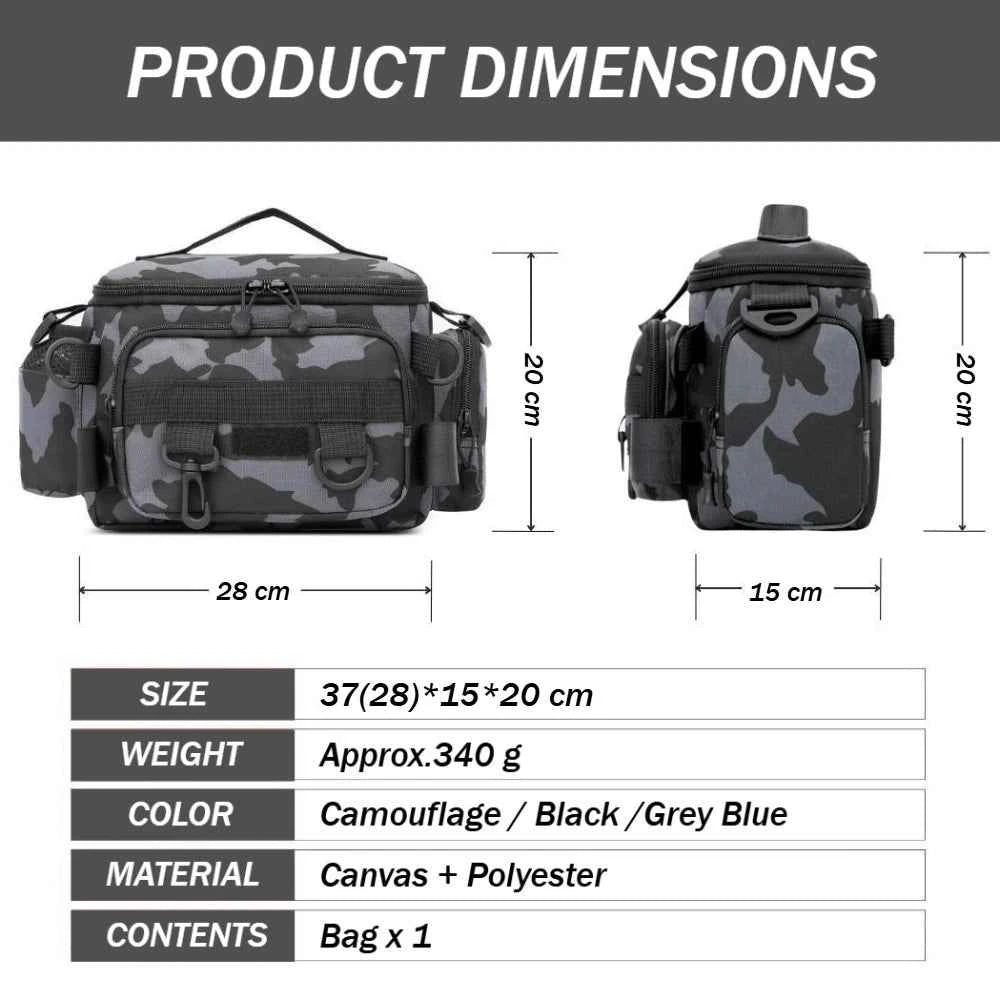 Fishing Gear Bag Waterproof Oxford Cloth Large Capacity Multi-Pocket Portable Fishing Accessories Organizer Waist Shoulder Pouch