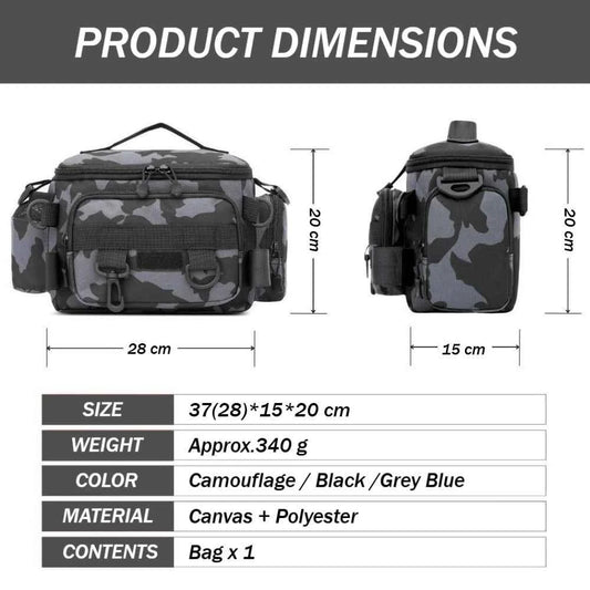 Fishing Gear Bag Waterproof Oxford Cloth Large Capacity Multi-Pocket Portable Fishing Accessories Organizer Waist Shoulder Pouch