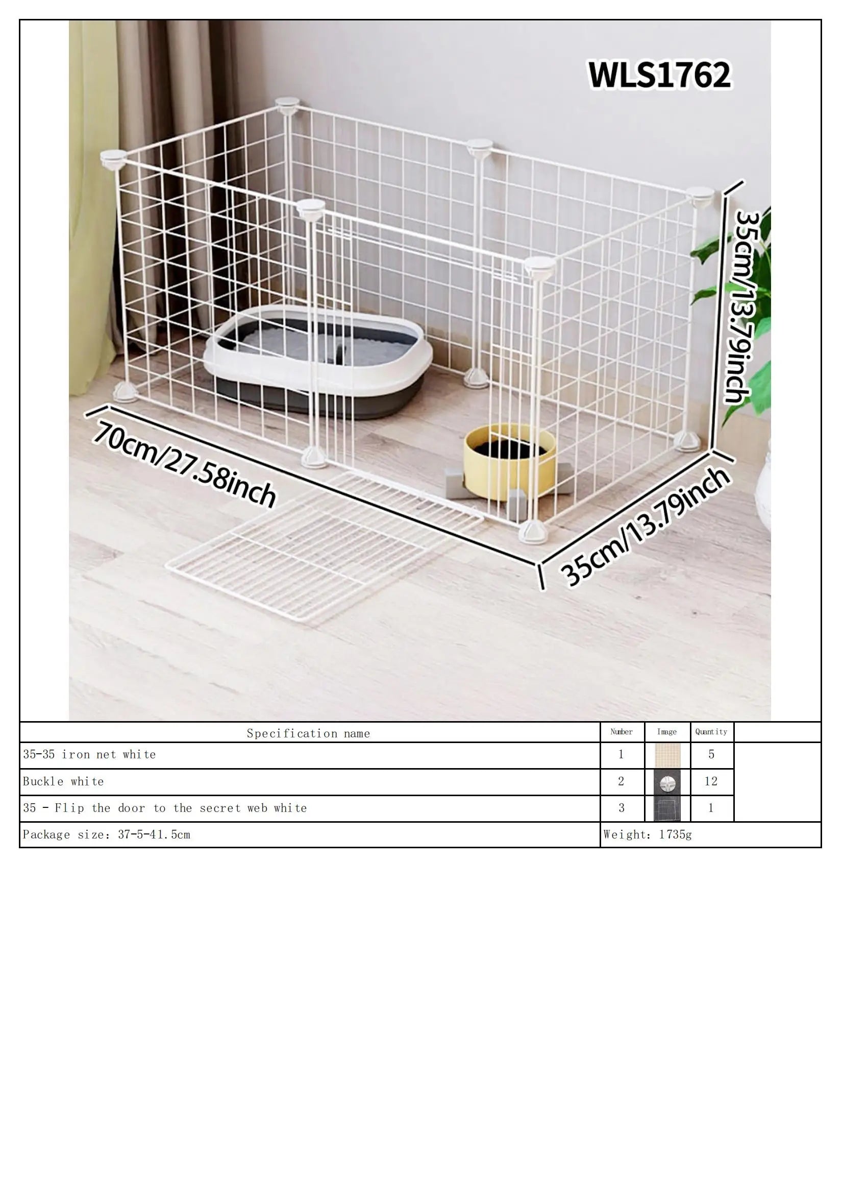Pet Splicing Fence with Detachable Iron Mesh Gate, Isolation Barrier, Anti-Escape Gate, Indoor Fence, Easy to Assemble, Portable Cage - Play Paws Toys
