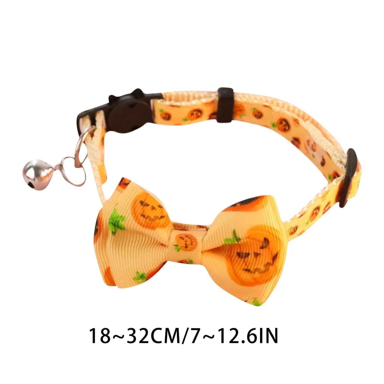 Happy Halloween Cat Collar With Bell Bowknot Puppy Kitten Necklace Adjustable Safety Buckle Strap Chihuahua Bow Tie Pet Supplies