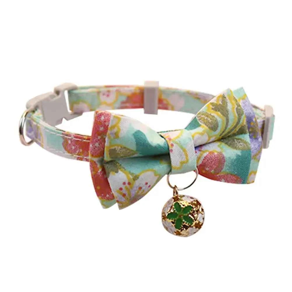 Lattice Bow Pet Cat Collar With Bell Adjustable Pet Collar Bownot Safety Necklace for Puppy Kitten Cat Cute Pattern Pet Supplies