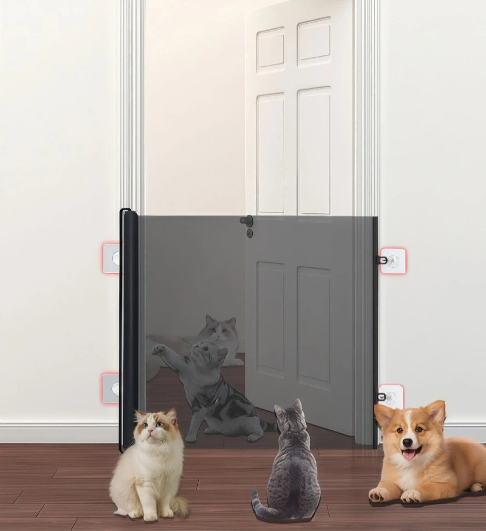 Automatic Retractable Pet Fence Door Isolated Cat Safety Door No-drill Mesh for Cats Sturdy and Durable Cat Accessories