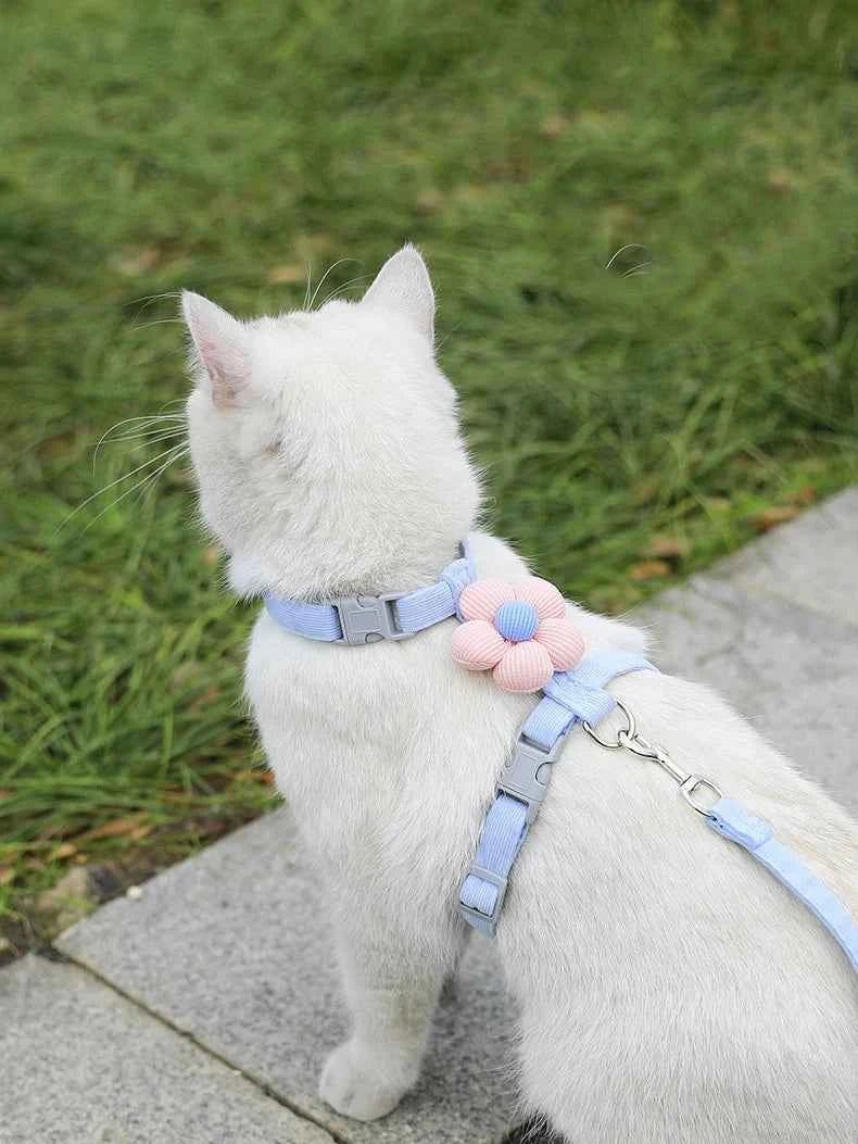 Cat Harness and Leash Sets Adjustable Dog Harness for Small Dog Leash Breashable Pet Harness Out Walking Dog Strap