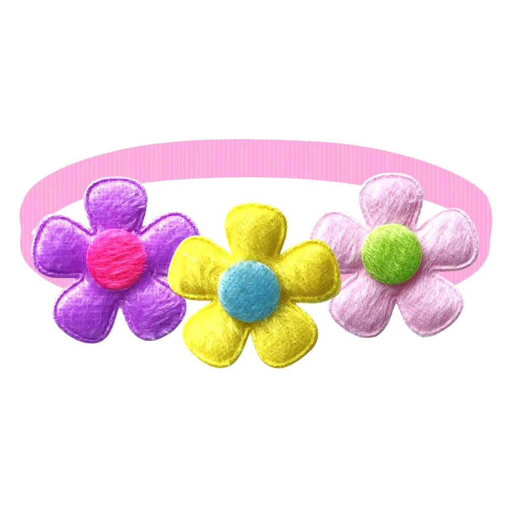 50/100pcs Colorful Flower Dog Bow Ties Beautiful Pet Dog Cat Bowties Collar Fashion Cute Pet Accessories For Small Dogs