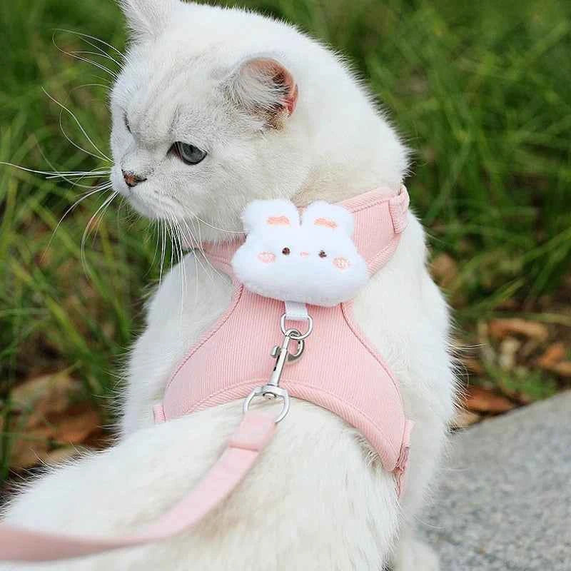Adjustable Cat Harness Leash for Outdoor Travel Walking Soft and Breathable Pet Harnesses for Cat Kitten Puppy