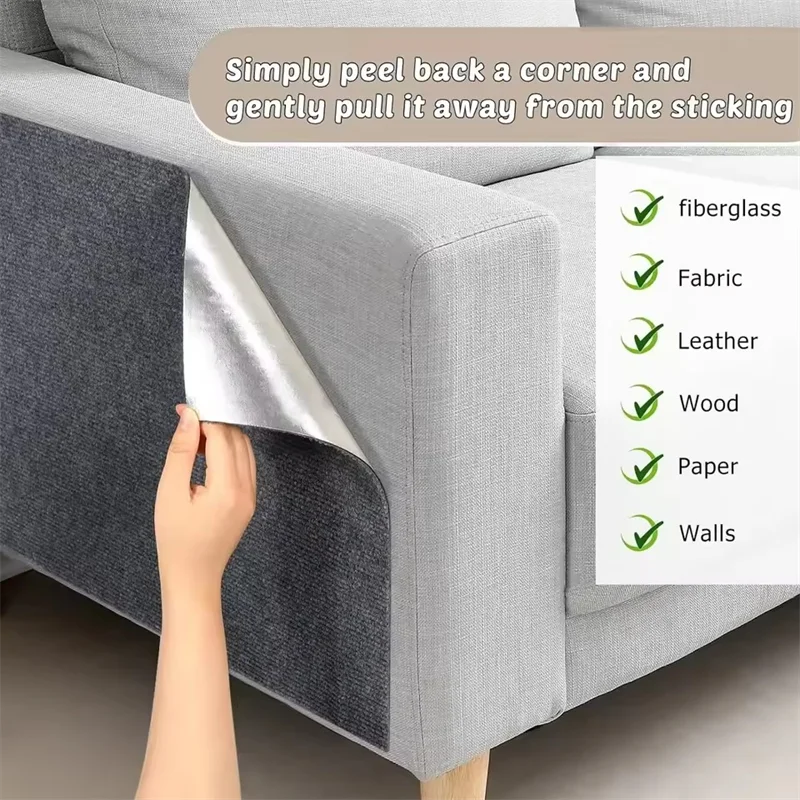 1Roll Cat Scratching Mat Self-Adhesive Trimmable Carpet Cat Scratching Post Carpet for Anti-scratching Sofa Furniture Protection