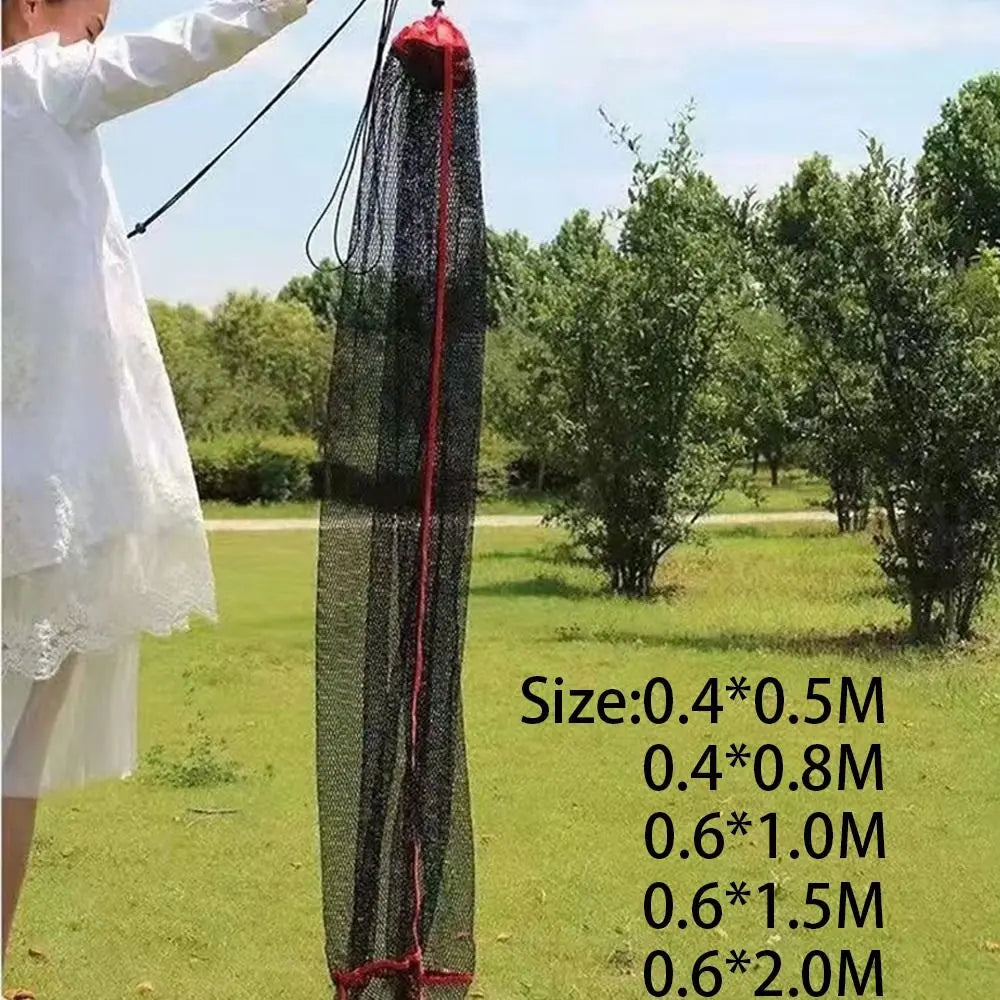 Drawstring Opening Design Fishing Basket Foldable Fishing Net Foldable Fishing Net Cage Live Fish Basket Portable