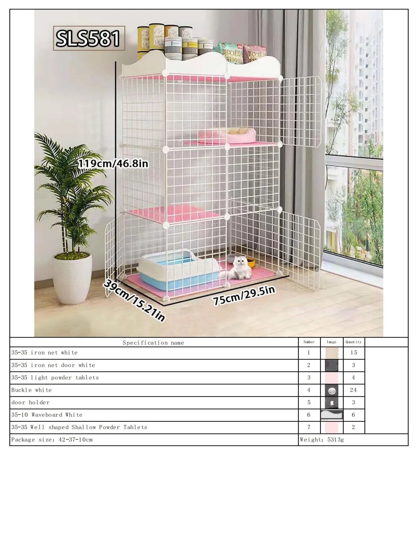 Cat Cage for Home Use, Indoor Pet Cat Large Space, Luxurious Small Cat House, Three-Story Multi-Cat Portable Assembly Empty Cage - Play Paws Toys