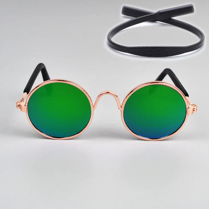 Puppy Dog Sunglasses Anti-skid Round Metal Cat Classic Retro Sunglasses Hippie Cute and Funny Pet Glasses Cosplay Party Costume