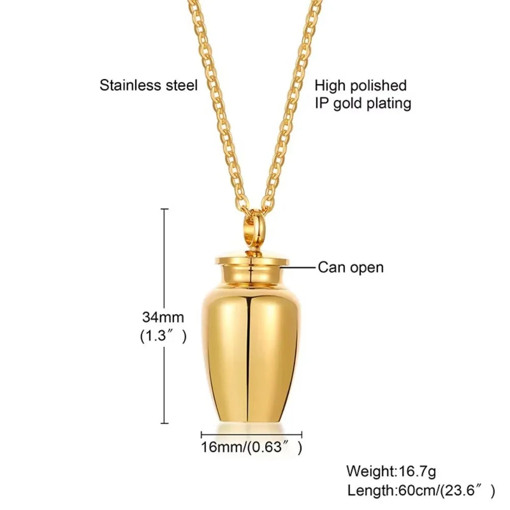 High Quality Mini Bone Ash Pendant Removable Stainless Steel Cinerary Urn with Necklace Well Sealed Memorial Pendant Jar
