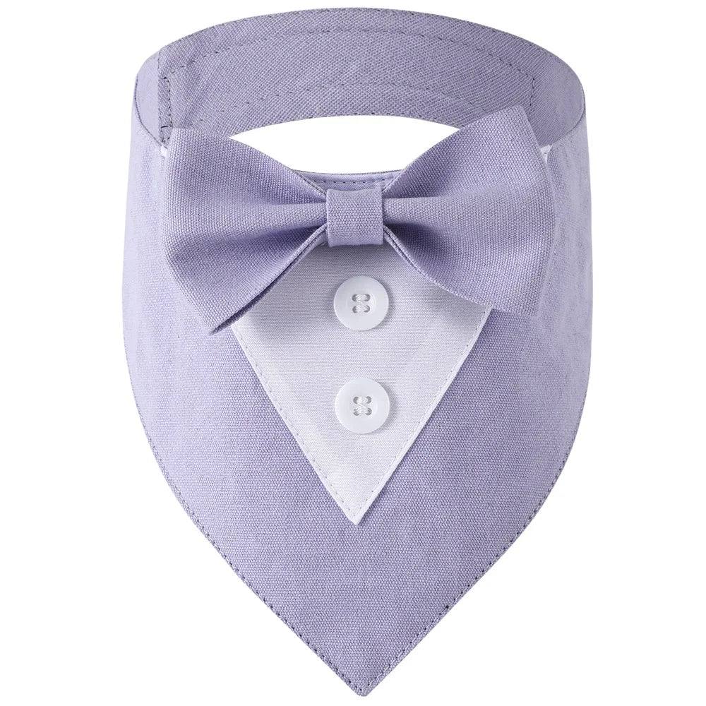 Sucado Handsome Wedding Pet Dog Bandana, Elegant Tuxedo Suit Scarf with Bowtie,  Luxury Formal Engagement Birthday Party Gifts