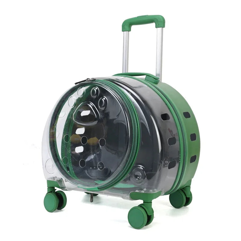 Transparent Pet Travel Carrier Portable Trolley Suitcase for Cats & Small Dogs Durable Pet Transport Case Professional Pet Cart - Play Paws Toys