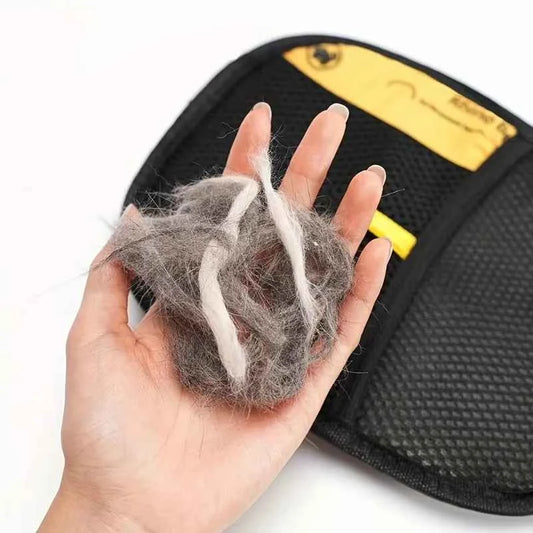 Large Polypropylene Pet Grooming Gloves Black With Yellow Accents Static Adsorb Hair Cleaning Mitt For Cat Daily Grooming Care