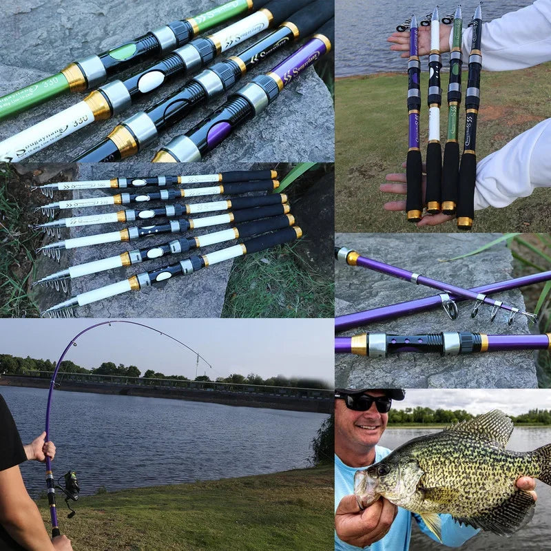 Sougayilang 1.8-3.3M Telescopic Fishing Rods 6-8 Sections Ultralight Glass Fiber Carp Fishing Rods Spinning Pole Fishing Tackle