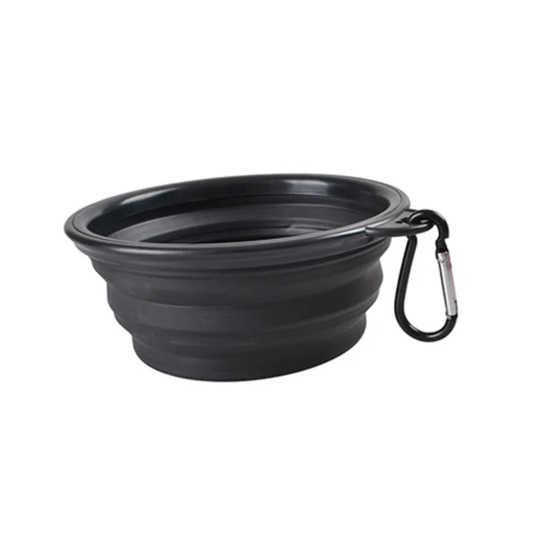 Dogs Feed Supplies Folding Silicone Bowl Portable Puppy Water Container with Carabiner Folding Cats Bowl Travel Pets Accessories