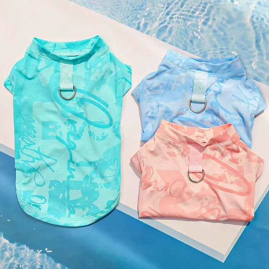Ice Silk Fabric Dog Vest Cooling Effect Breathable Summer Lightweight Puppy Cat Pet Sleeveless Top Hot Days