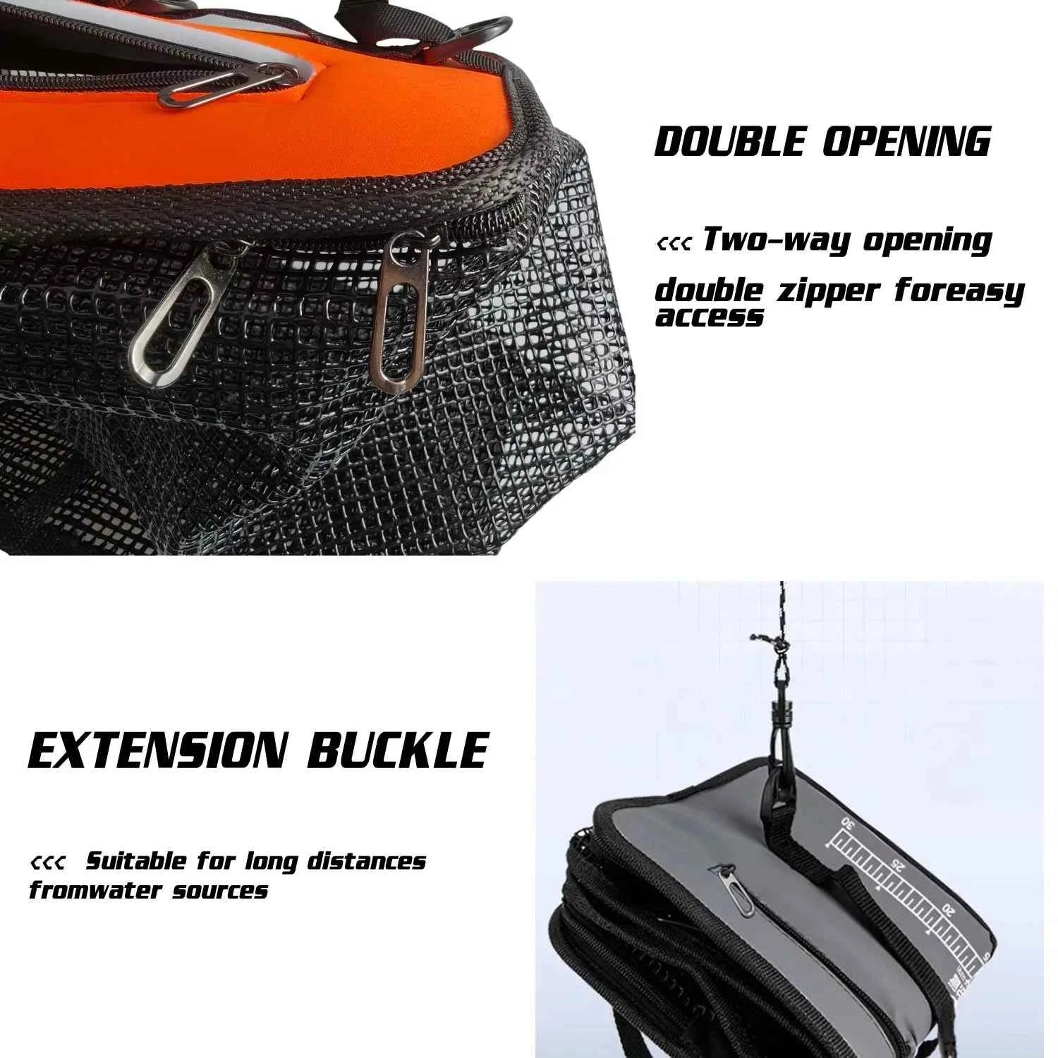 Floating fish basket, foldable fishing rack bucket, portable foldable fishing net for storing fishing equipment in the cage