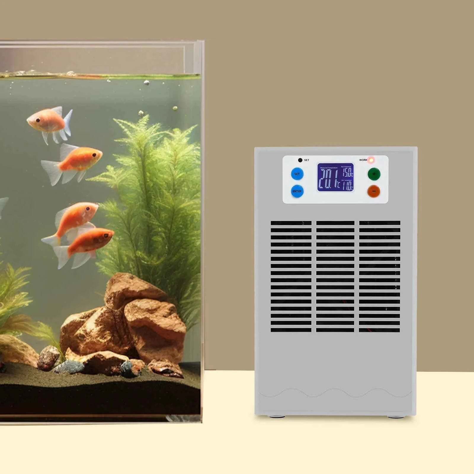 100W Heating Cooling Machine, 20-35L Aquarium Water Chiller 30L/7.93GAL Aquarium Water Chiller for Fish Shrimp Coral Reef Tanks