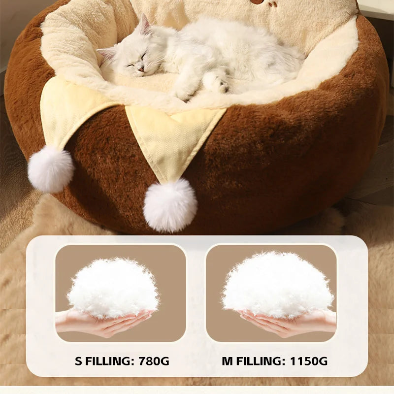 HOOPET Cats Sofa Dogs Bed Round Cat Pad Mattress Winter Warm Deep Sleep Cushion Soft Cat House Dog Nest Pet Accessories - Play Paws Toys