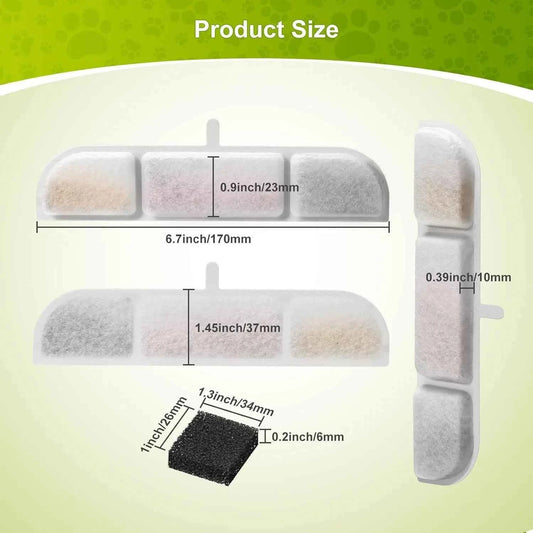 DownyPaws Activated Carbon Filter Cartridge Replacement for Cat Drinking Fountain WFP6, 6/12 Pcs Pack