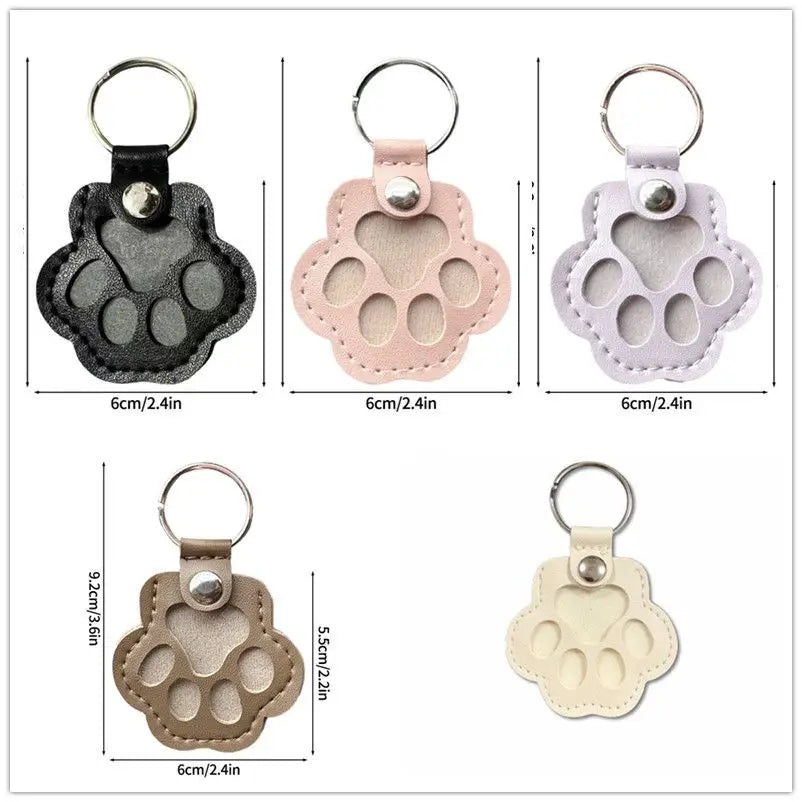 Memorial Leather Pet Hair Storage Bag Cat Paw Keychain Kitten Souvenir Fur Container Pendant Portable Handmade Key Accessories