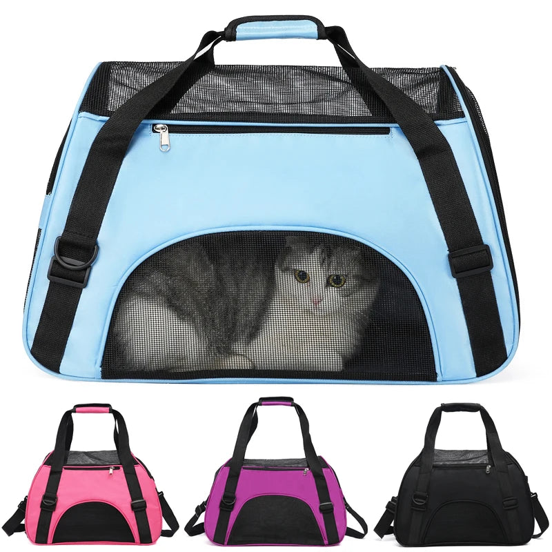 Cat Bags Soft-Sided Portable Dog Carrier Mesh Breathable Carrier Bags for Cats Dogs Comfort Foldable Handbag Pet Transport Bag - Play Paws Toys