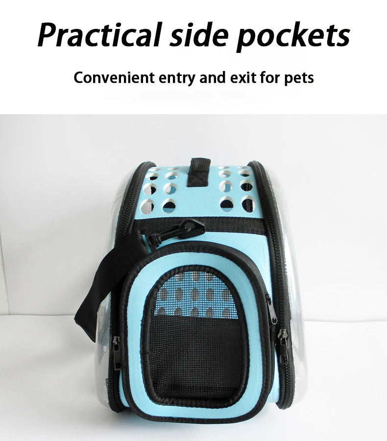 Pet Shoulder Bag Cat Carrier Outdoor Travel Breathable Handbag Puppy & Kitten Capsule Transparent Portable Shoulder Strap Bag - Play Paws Toys