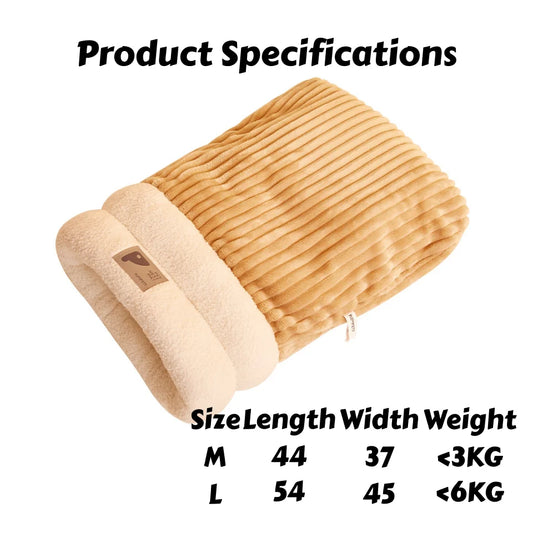 Warming Plush Cat Sleeping Bag: Enclosed Snuggle Sack with Burrow Entry for Winter - Cozy Fuzz Sleeping Bag for Anxious Cats - Play Paws Toys