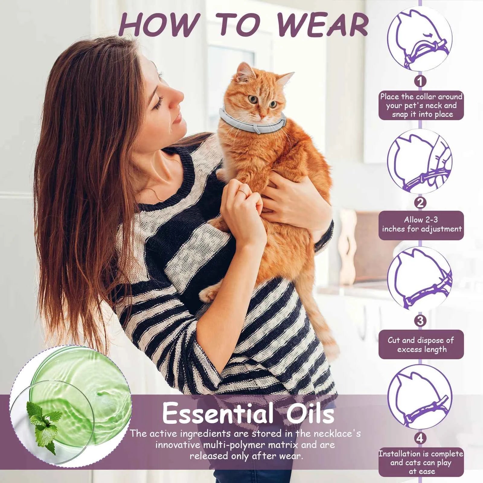 4/8PCS Dogs Calming Pheromone Collars Cats Relieve Anxiety Adjustable Comfortable Collar For Puppy Kitten Large Pets Accessories