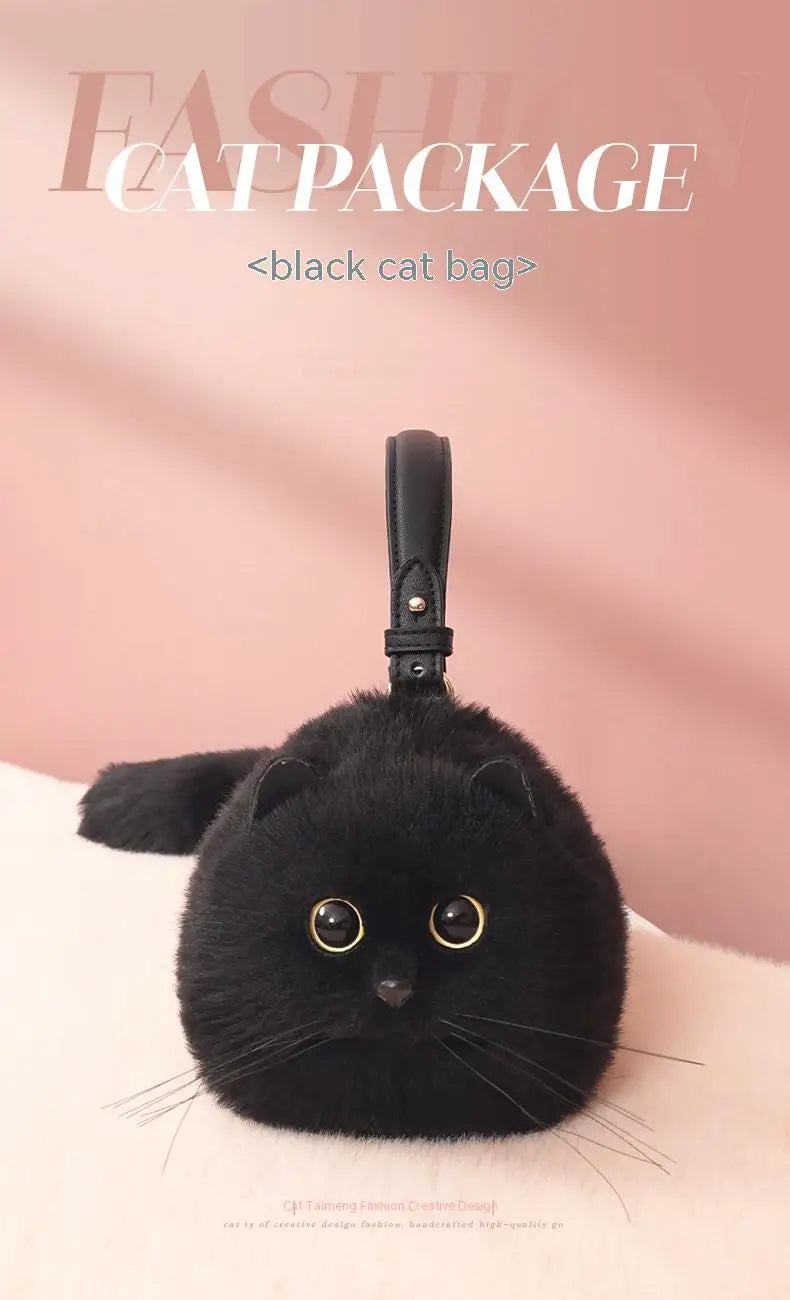 One Shoulder Bag Female Design Small Man Messenger Bag Versatile Hand Made Autumn and Winter Plush Cute Cat Bag - Play Paws Toys