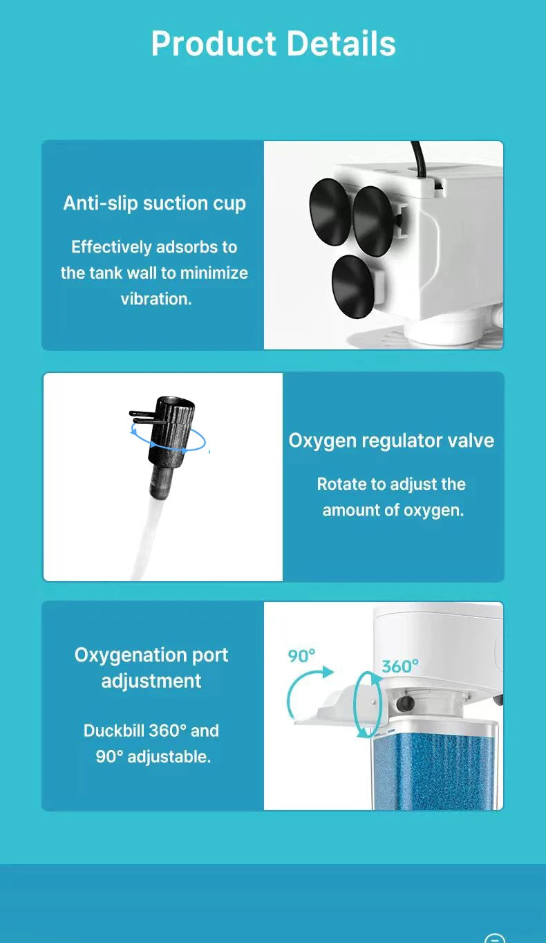 6in1 Aquarium Filter Pump Fish Tank Submersible Silent Air Oxygen Aerator Internal Water Pump Aquarium Air Pump Wave Maker 220v