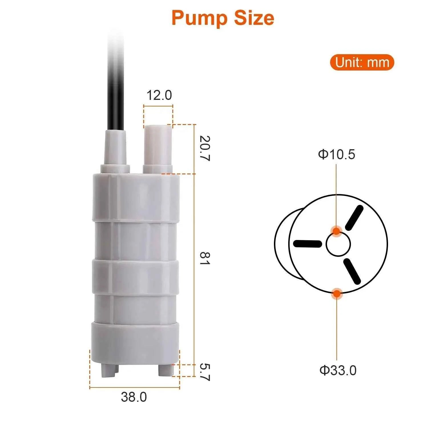 1000L/H DC 12V Submersible Water Pump High Flow Three-wire Water Pump For Motorhome Camper Pond Aquarium