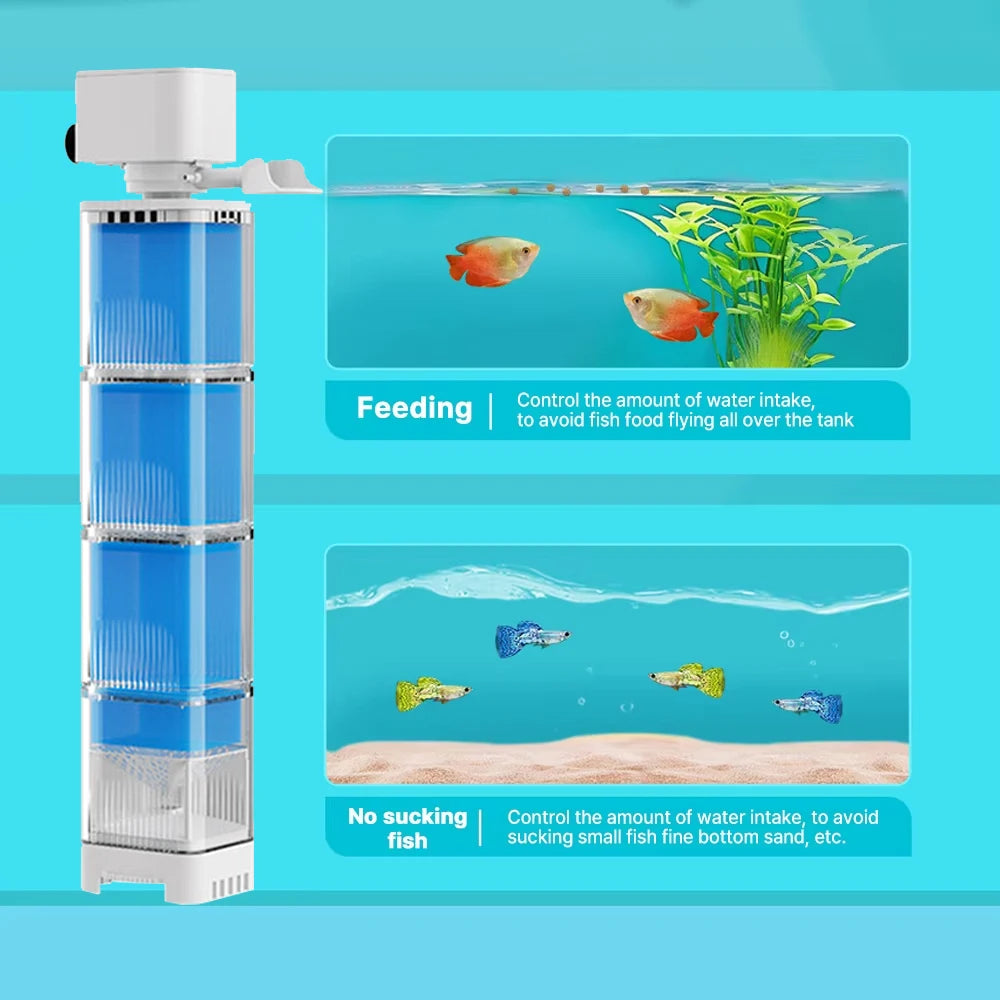 6in1 Aquarium Filter Pump Fish Tank Submersible Silent Air Oxygen Aerator Internal Water Pump Aquarium Air Pump Wave Maker 220v