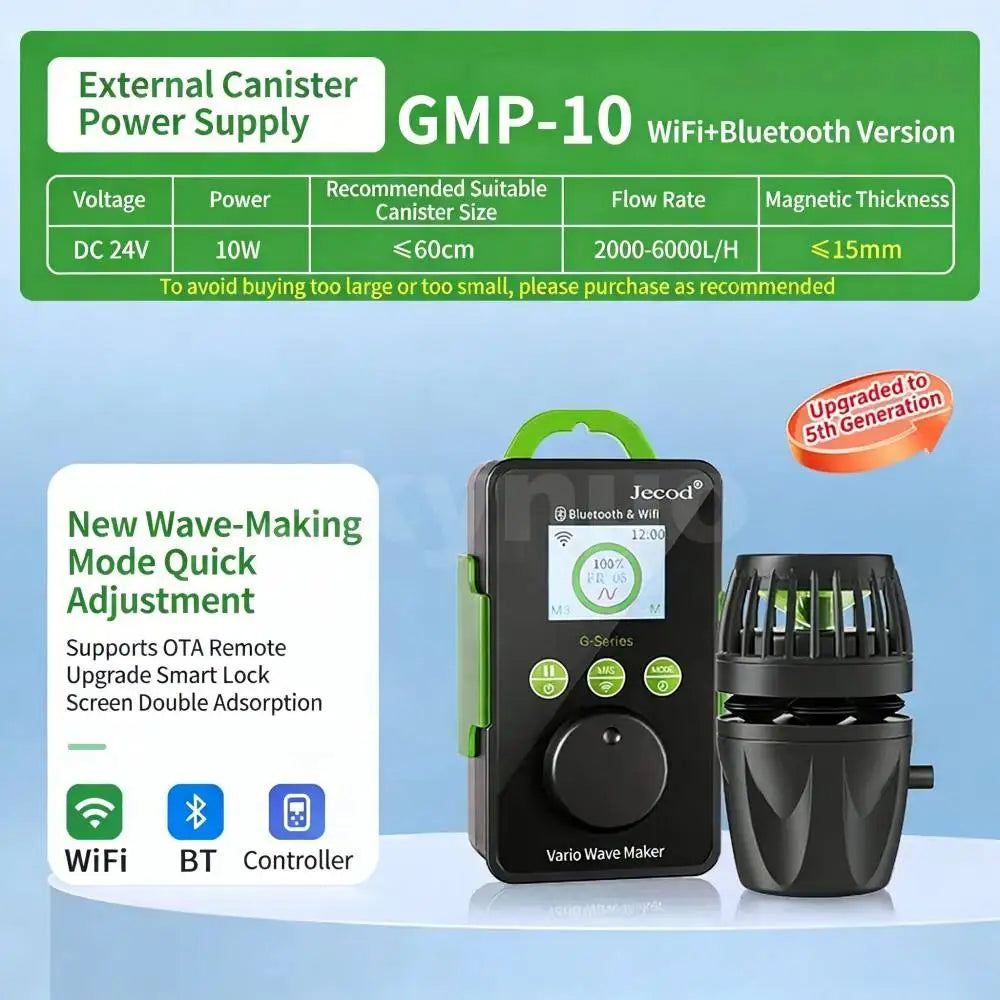 Jebao Jecod GMP Series Cordless Aquarium Vario Wavemaker Pump Bluetooth APP Controlled for Marine Coral Reef Fish Tank