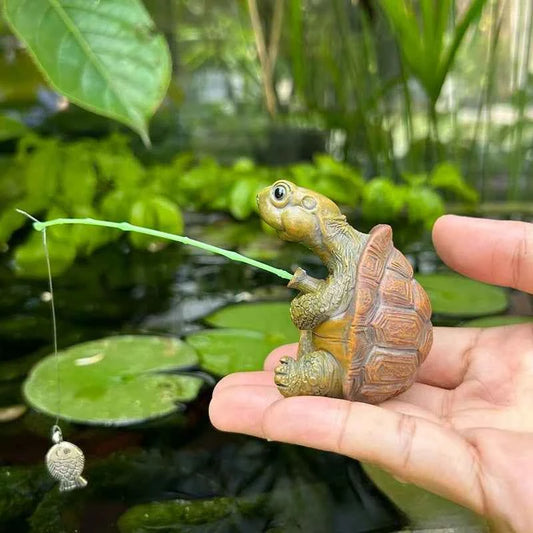 Creative Cute Fishing Turtle Resin Figure Statue Fish Tank Decoration Micro-Landscape Garden Decoration Aquarium Ornaments