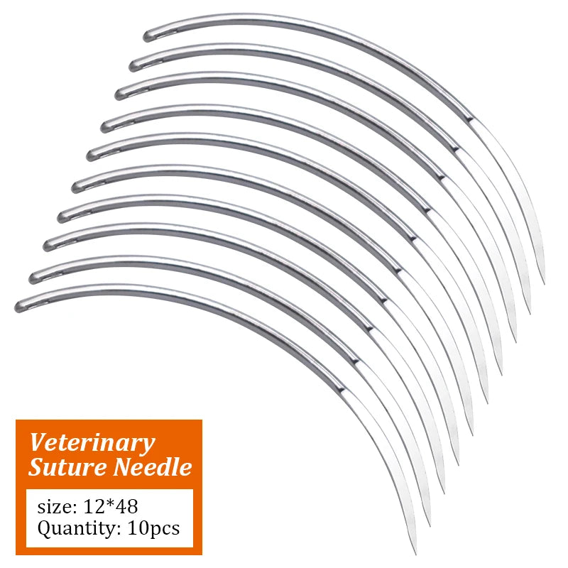 Suture Needle Bending Needle Veterinary 10Pcs Absorbable Suture Thread 1M Animal Husbandry Veterinary Tools Sheep Cow Livestock