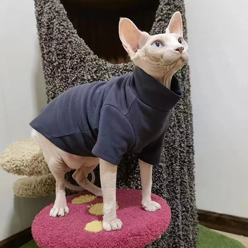 Sphynx Cat Clothes Winter Thick Pet Clothes for Small Dogs Cats Pullover Shirt Soft Warm Hairless Cat Pajamas Dachshund Clothing - Play Paws Toys