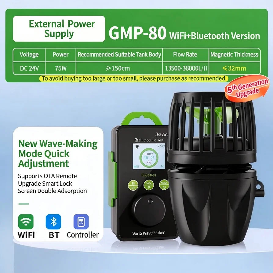 Jecod Jebao New GMP Series Cordless Aquarium Vario Wavemaker Pump WIFI Bluetooth APP Controlled for Marine Coral Reef Fish Tank